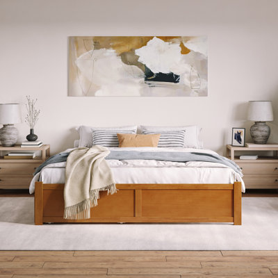 Concord Solid Wood Platform Bed with Footboard & Twin XL Trundle