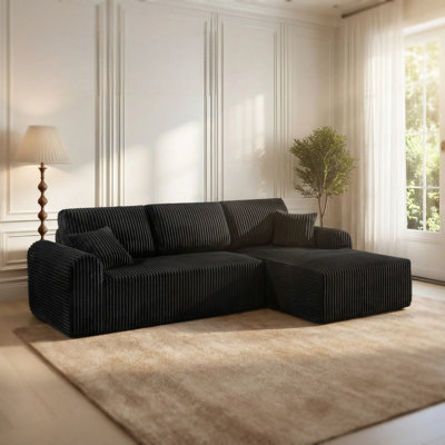 Boneless 109“ L-Shaped Sectional Cloud Sofa Free Combination Soft Corduroy Fabric 109 x 69 Inches No Assembly Required 1400 lbs Capacity For Living Room.