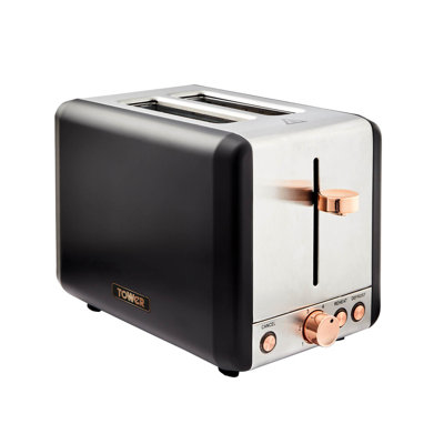 Tower Cavaletto 2-Slice Toaster with Defrost/Reheat, Stainless Steel, 850W