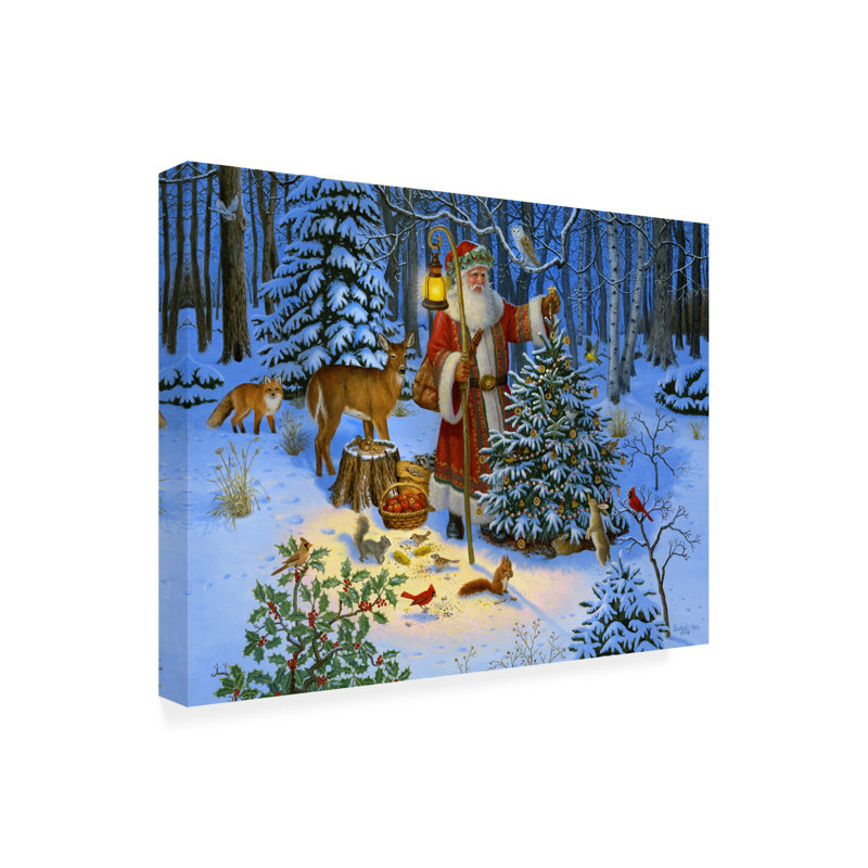 «Father Christmas and Friends» par Ruth Sanderson, art sur toile sans cadre, L 19 po x H 14 po