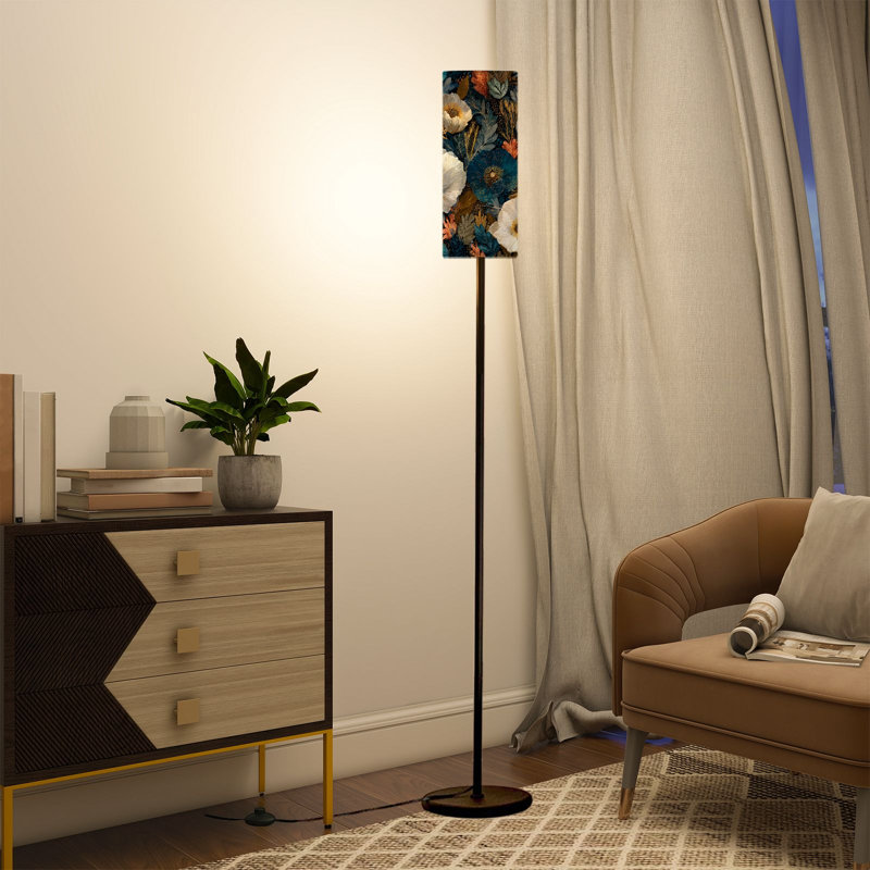  Lampe sur pied 68,5 "à motif de jardin caché Botanical Teal Coral
