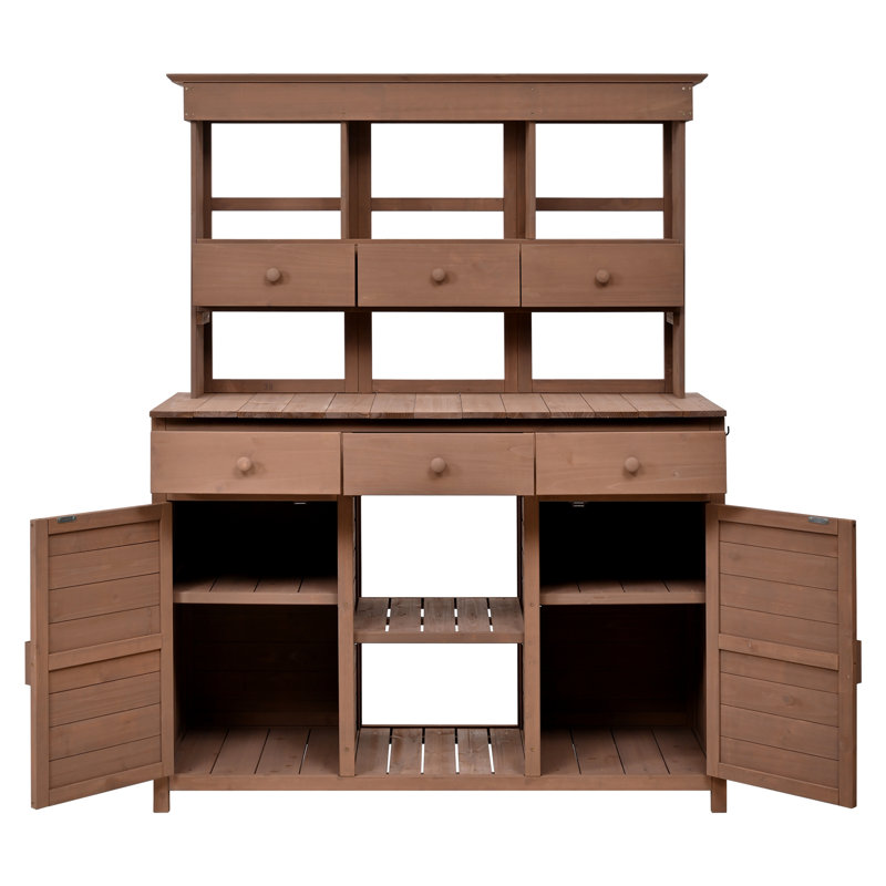 Table de rempotage avec 3 tablettes et 6 tiroirs, Brun