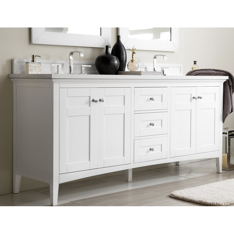 Palisades 72''  W Double Vanity, Bright White, Eternal Jasmine Pearl