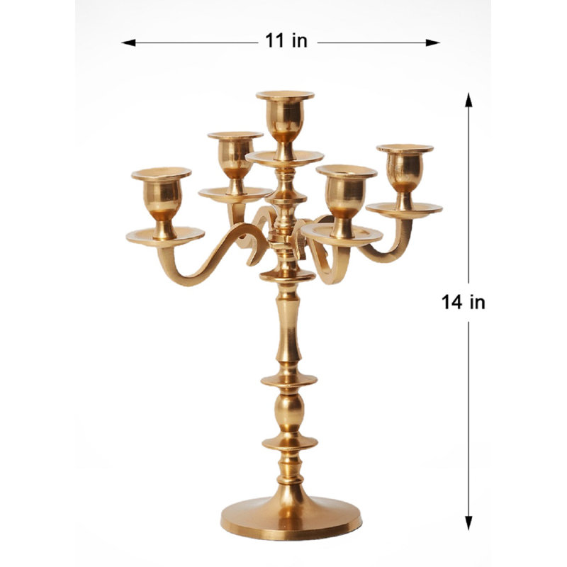 14'' H Aluminum Tabletop Candelabra, Gold