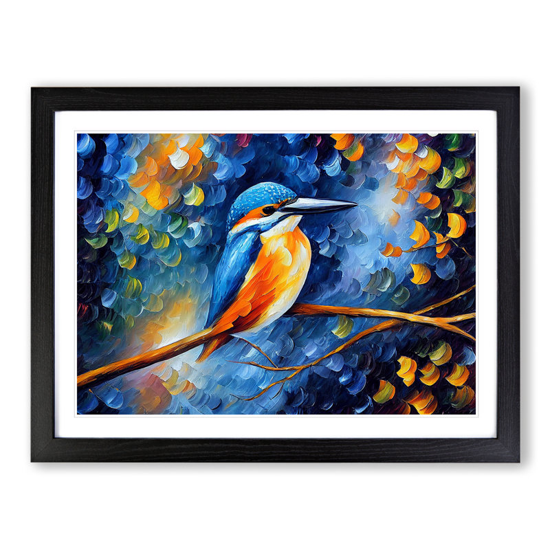 Kingfisher Bird Vol.3 Abstract - Framed Print, Black, 46cm H x 64cm W x 2cm D