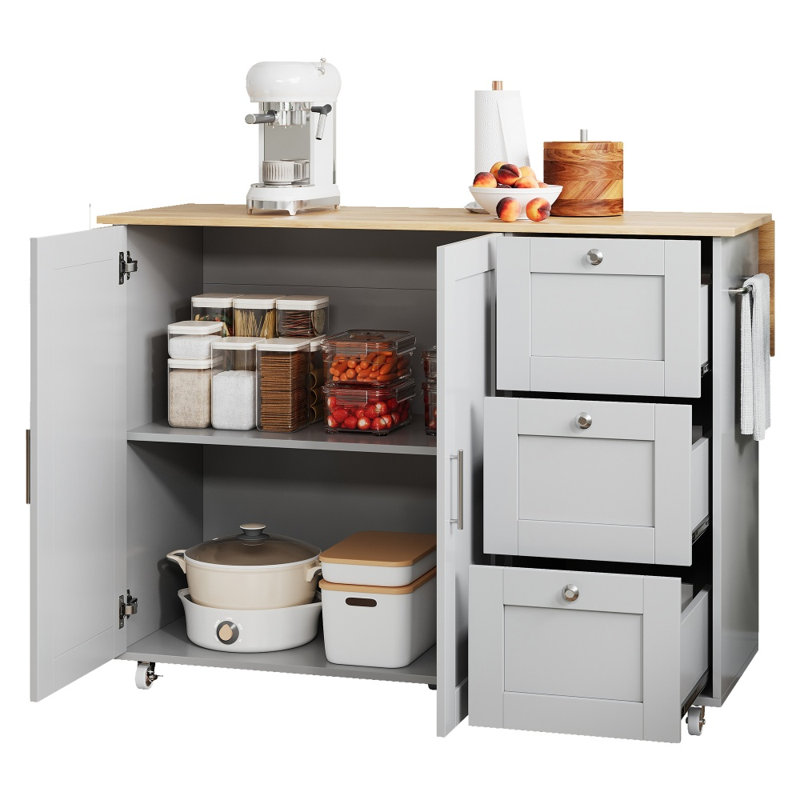 44 cm W Kitchen Cart with Top, Grey