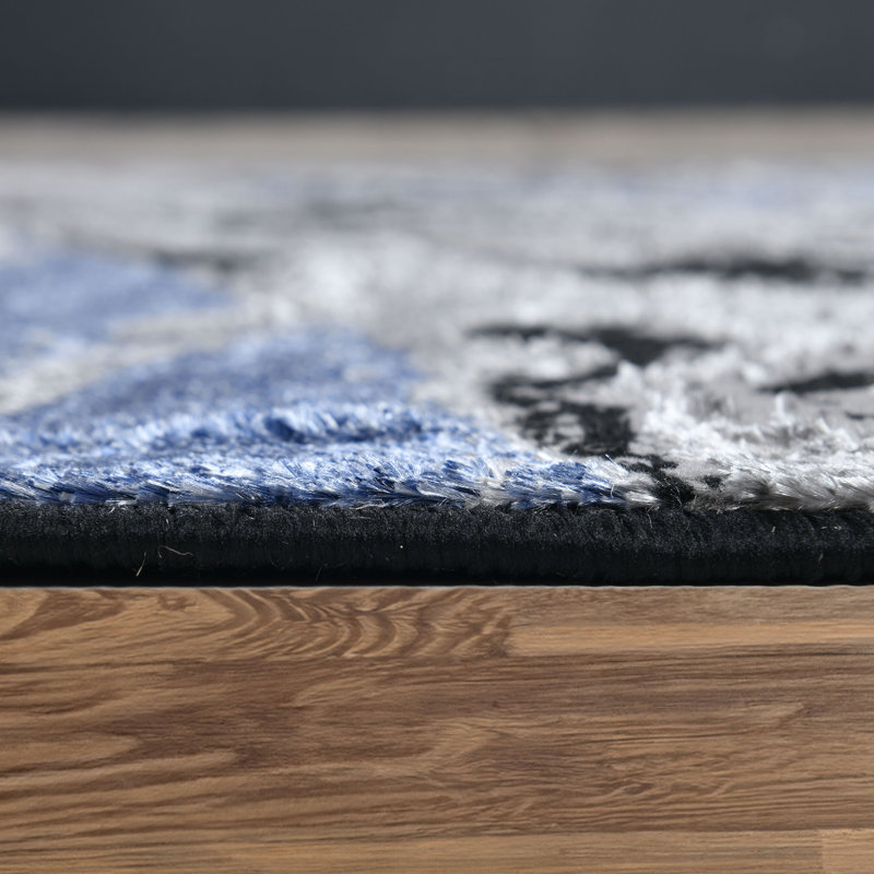 Galaxy Series Abrstract Black/Gray/Ivory/Beige Area Rug, Rectangle 5'3" x 7'3"