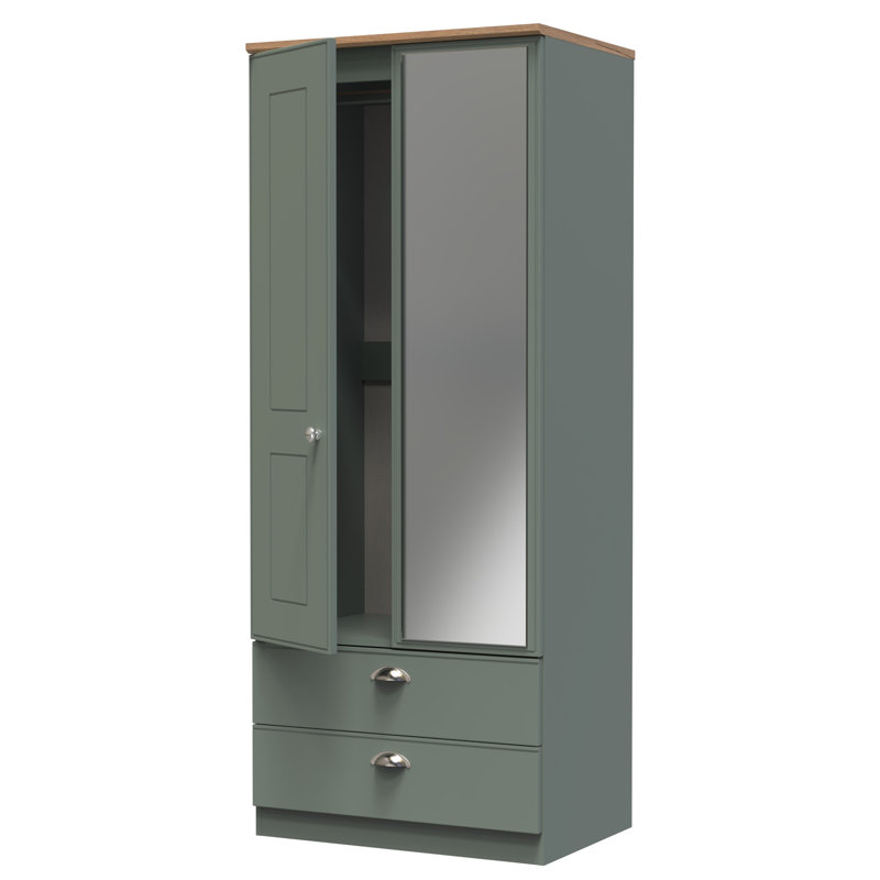 Conners Manufactured Wood Wardrobe, Reed Green/Riviera Oak