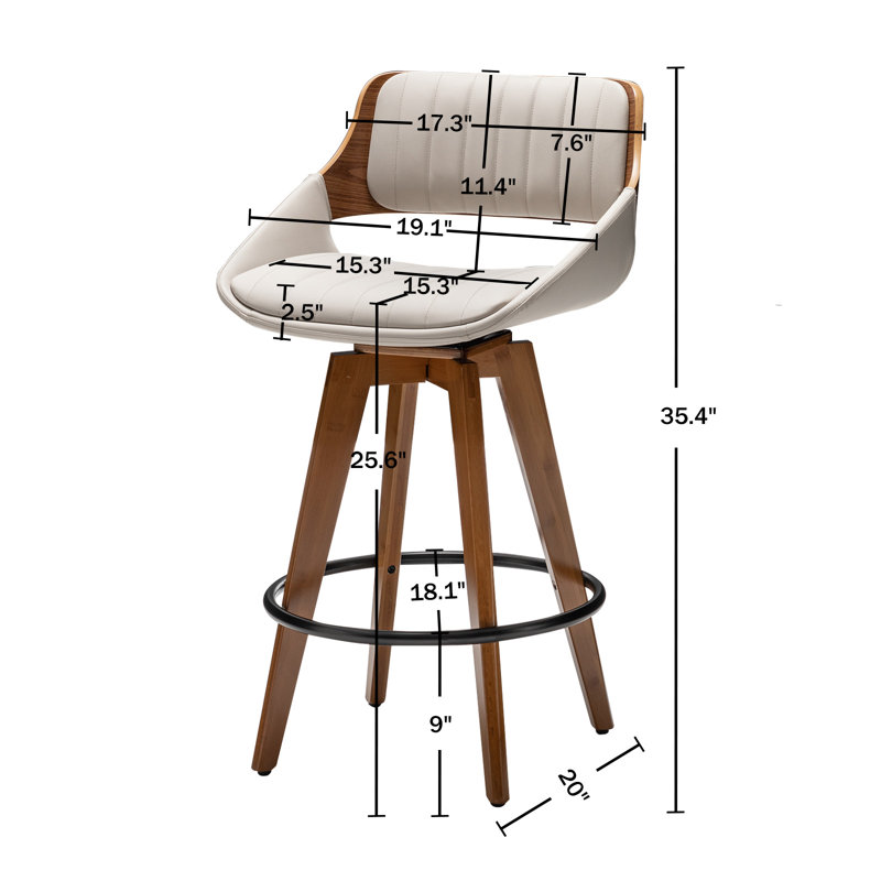 Tabouret pivotant Jobani, Gris, Tabouret de comptoir (siège d'une hauteur de 26 p