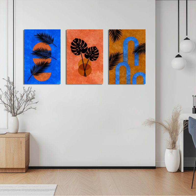 «Tropical Palm Leaf», reproduction d'art sur toile abstraite, impression de style bohème moderne (ensemble de 3)