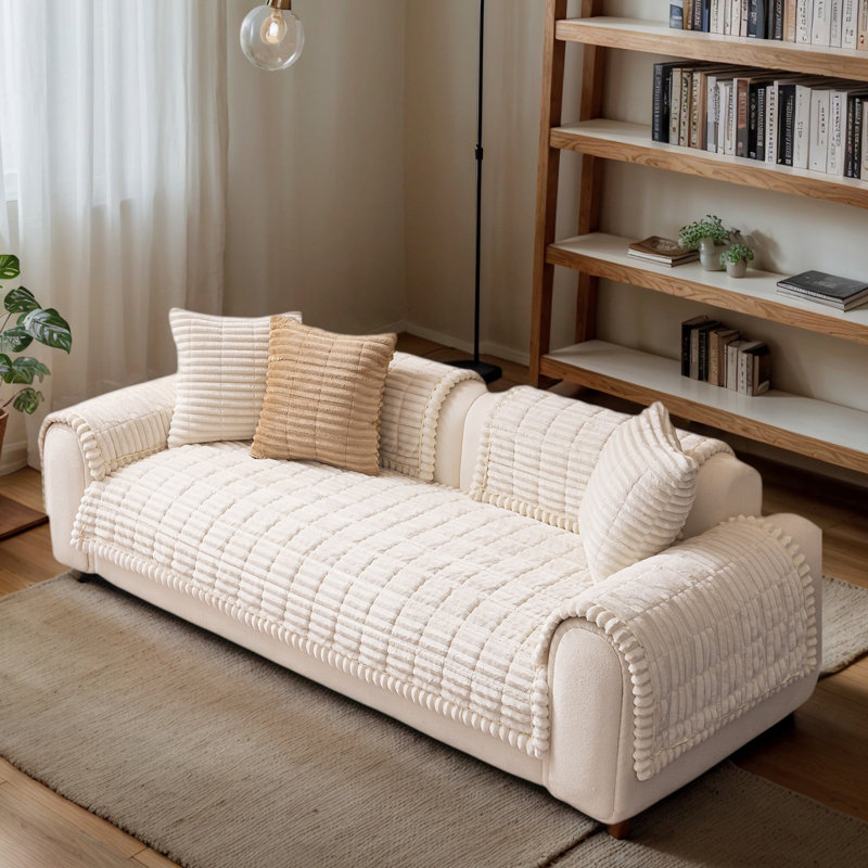 Pet-Friendly Shaggy Sofa Cover - Thick Plush Furniture Protector For Living Room, Tatami, Bay Window, Or Headboard Use