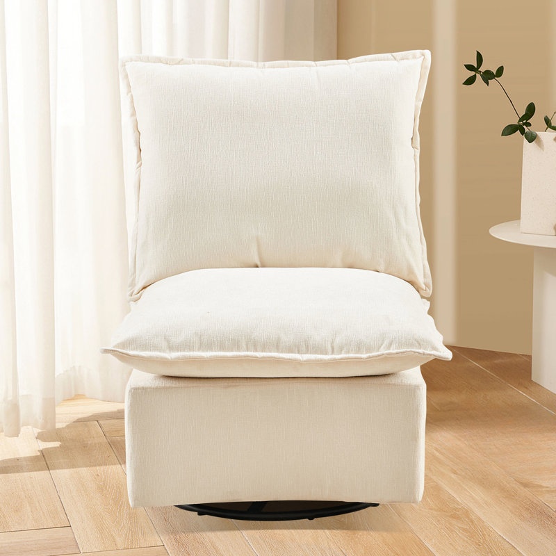 Chaise en chenille pivotante à 360 degrés avec revêtement en tissu doux rembourré de mousse pour un confort maximal
