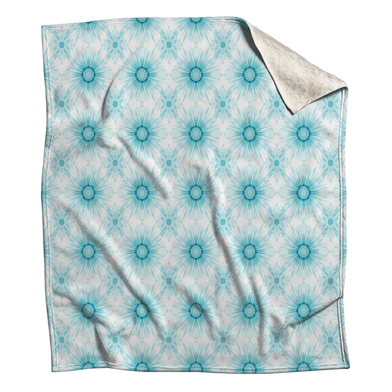 Couvertures à motif floral bleu, L 60 po x H 80 po
