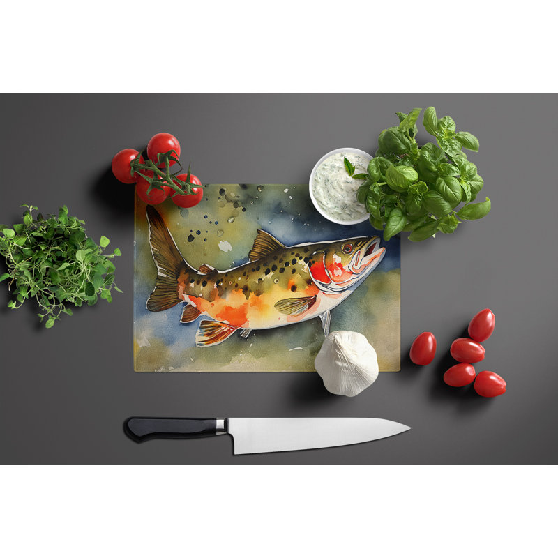 Brook Trout Glass Cutting Board Large