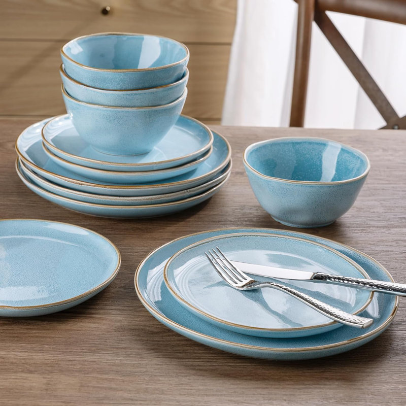 Ceramic Dinnerware Sets Handmade Reactive Glaze Plates And Bowls Set