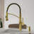 Karran Commercial Style Pull-Down Kitchen Faucet with Coil Spring, High-Arc, Multi-Function Spray in Spot-Free Brushed Gold-119904244