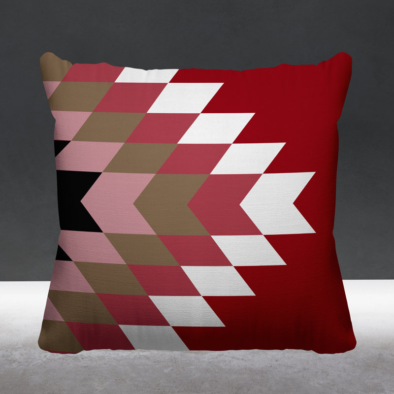 Coussin décoratif intérieur / extérieur Bimisi Southwestern, L 15 po x H 15 po, Rouge