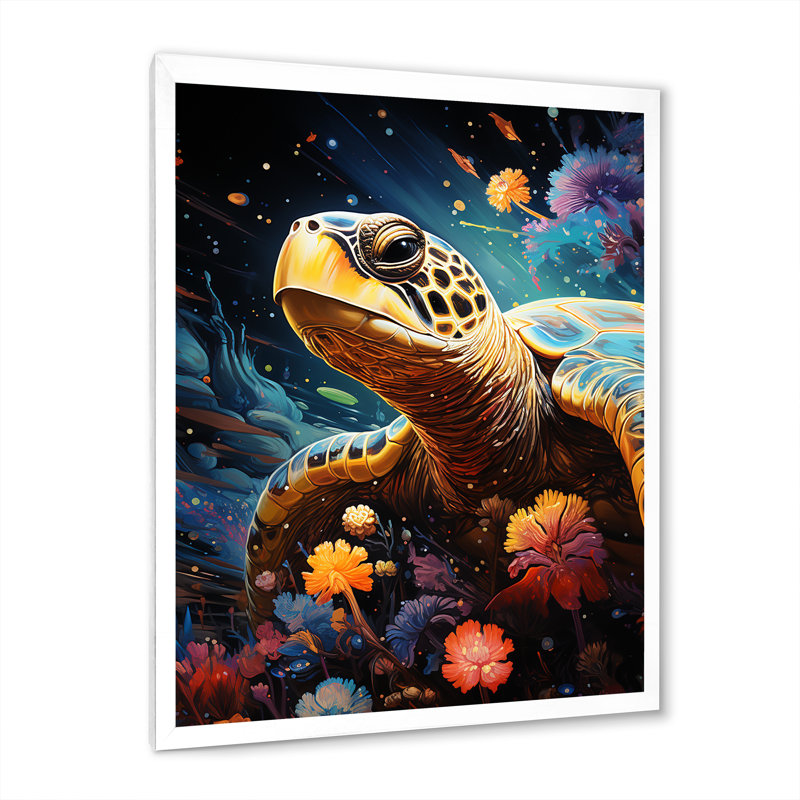 Voyage cosmique sur toile, Cadre simple blanc, H 32 po x l 24 po x P 1 po