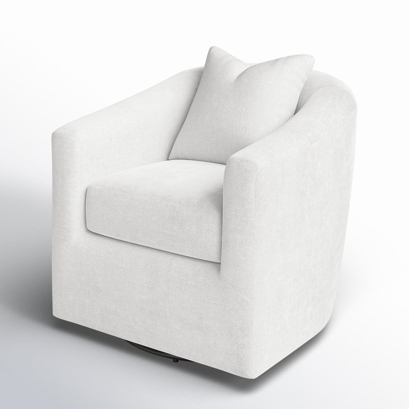 Benehaley Upholstered Swivel Barrel Chair, White 