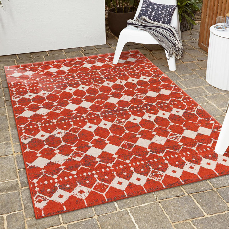 Enzor Geometric Indoor / Outdoor Rug, Rectangle 9' x 12'