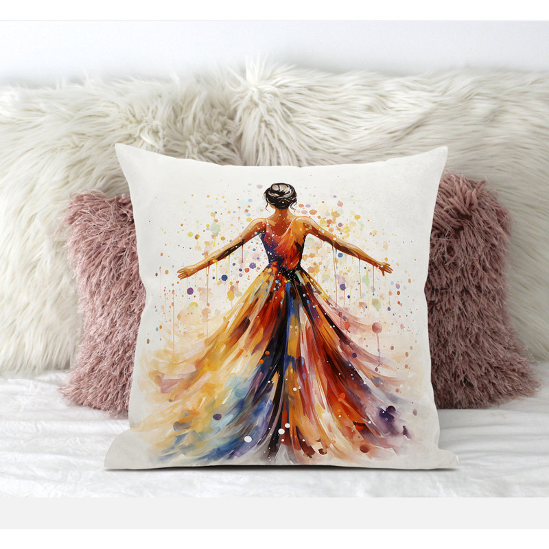 Coussin réversible Dancing Girl, H 26 po x l 26 po