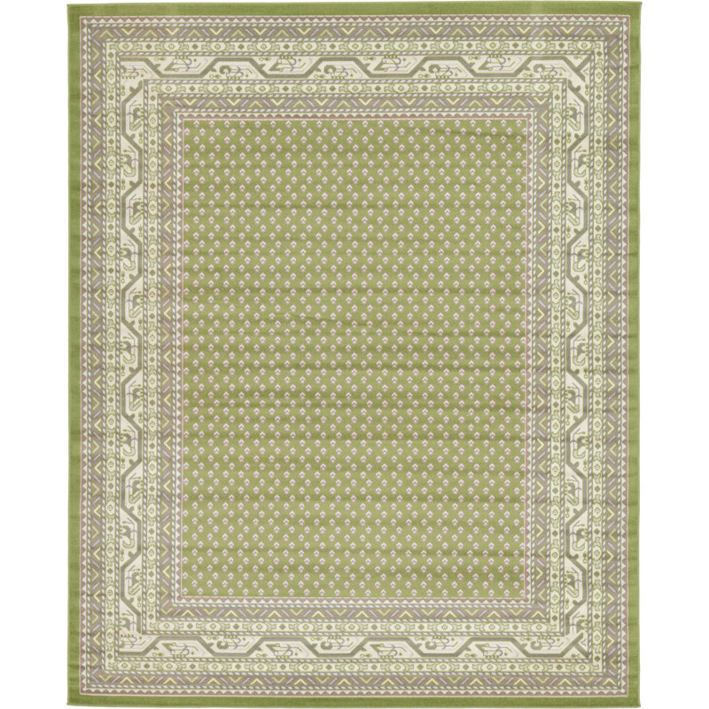 Swinson Geometric Area Rug, Round 3'7", Green
