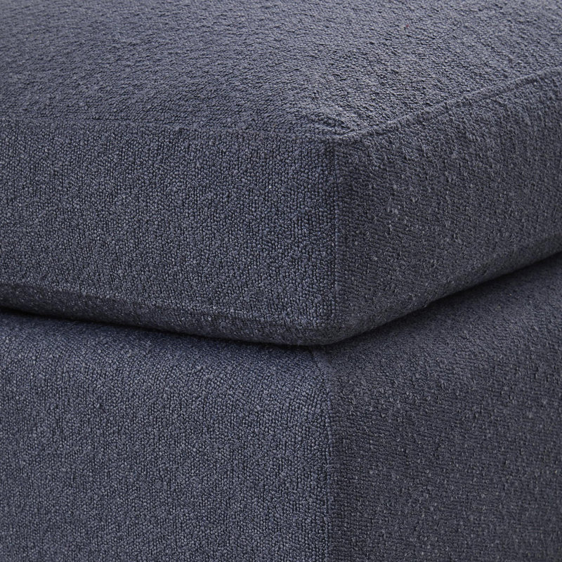 Audrey Upholstered Ottoman, Rise Navy Performance Upholstery