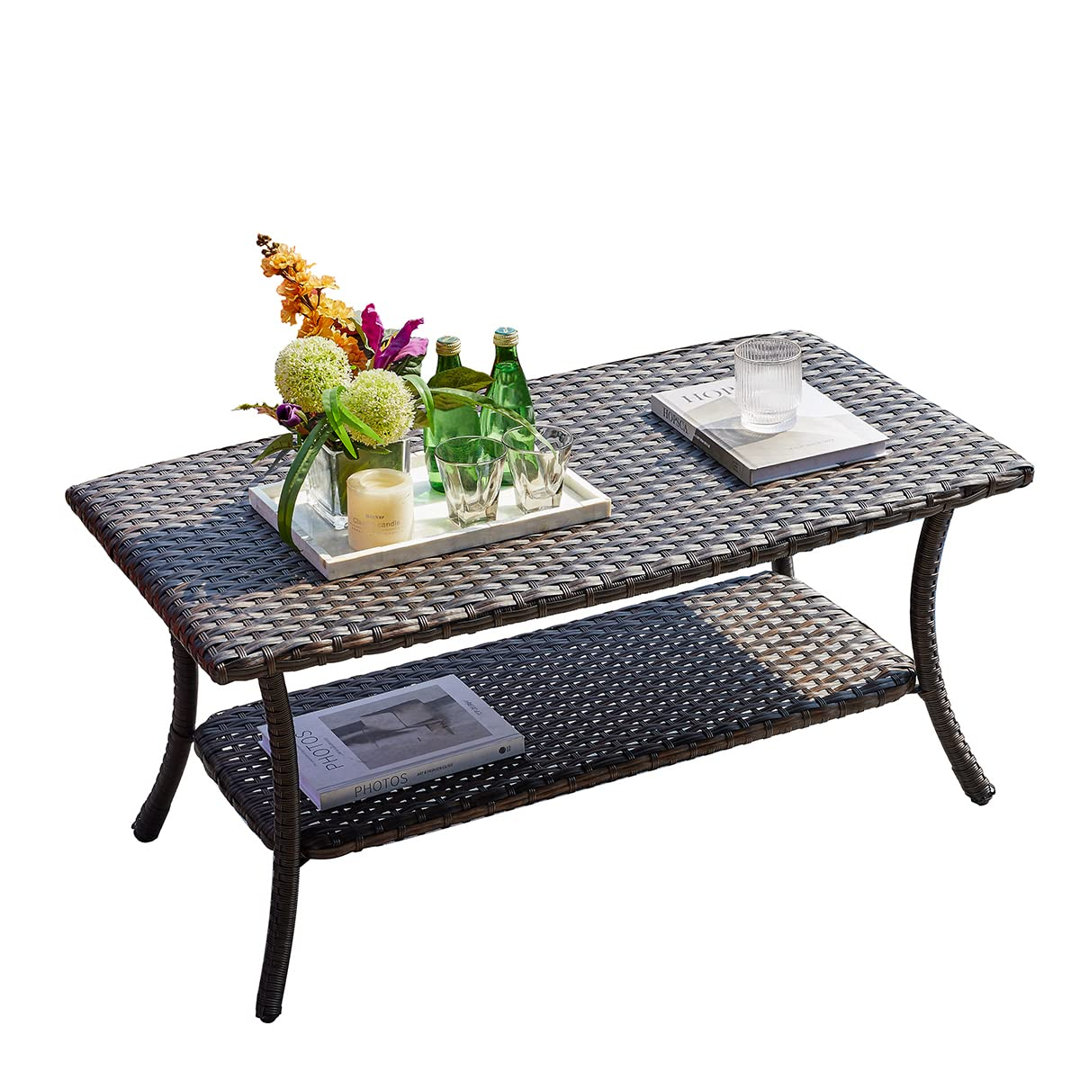 Tonry Rectangular Wicker Outdoor Coffee Table , 41.7'' in. W 23.5'' in. D Winston Porter