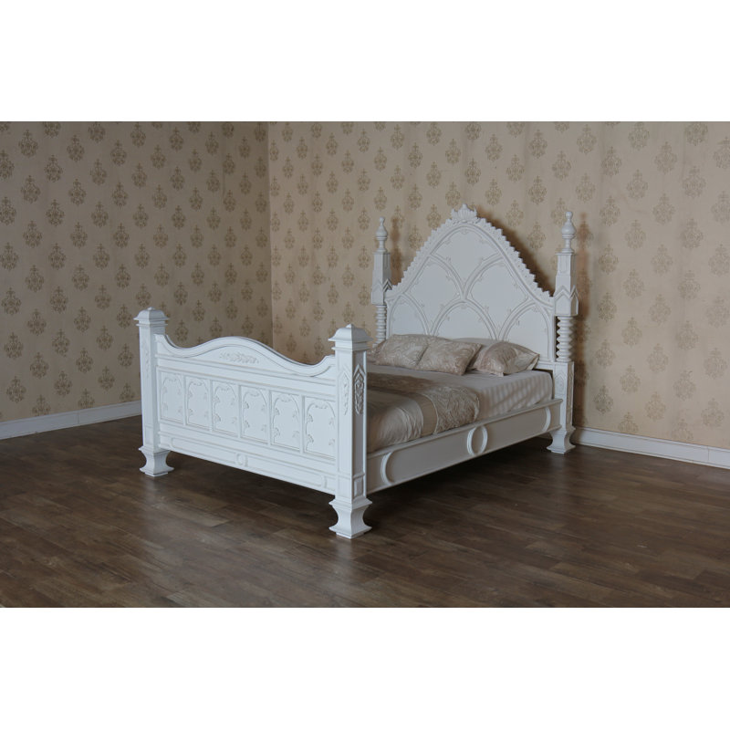 Solid Wood Bed, Kingsize (5'), Antique White