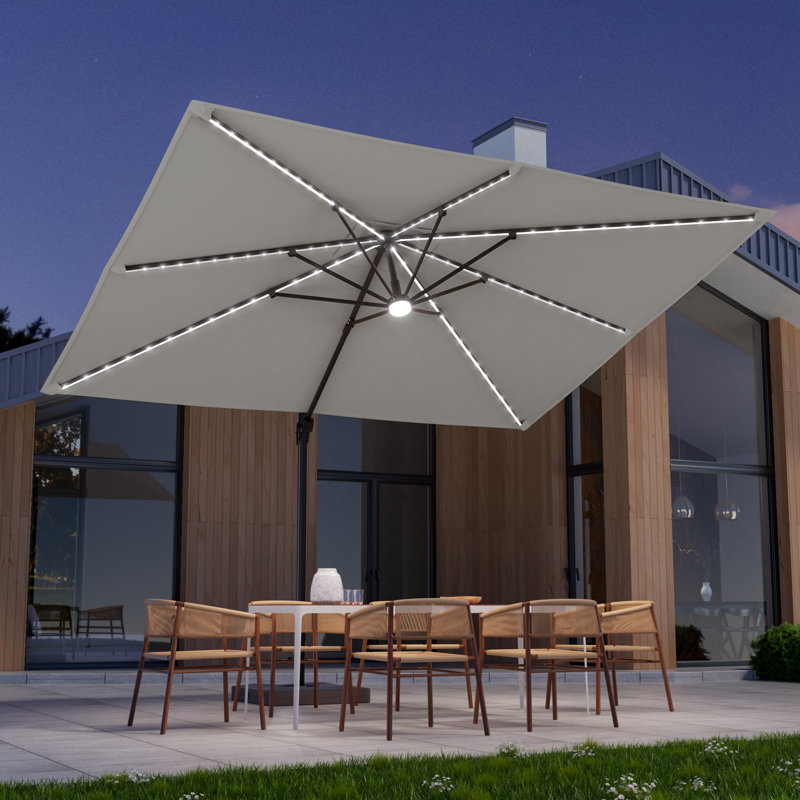 Parasol lumineux en porte-à-faux 11,5 x 9 pi avec base Doogal, Gris