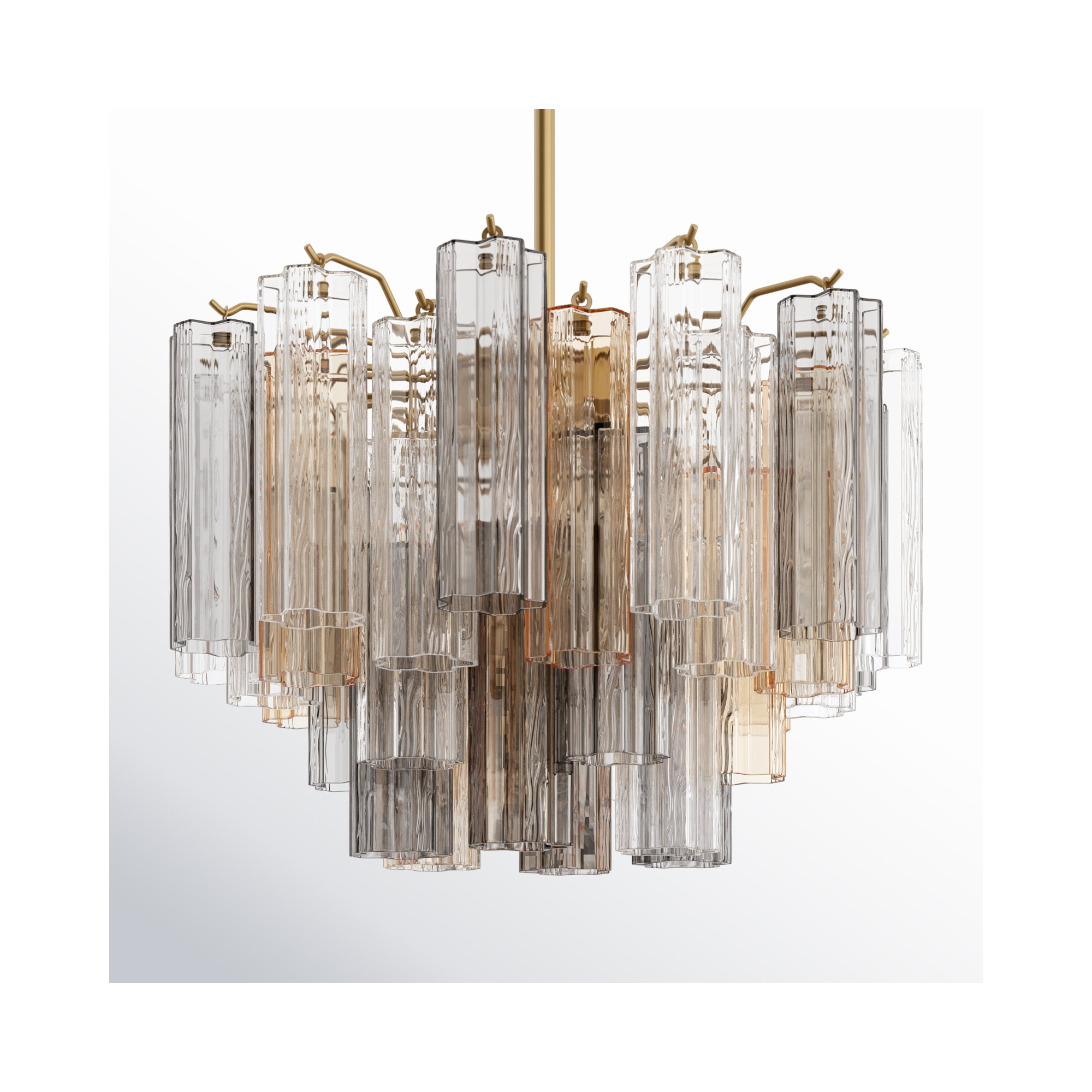 Arras Dimmable Tiered Chandelier, 14.25" H x 22" W x 22" D, Gray/Yellow, Aged Brass
