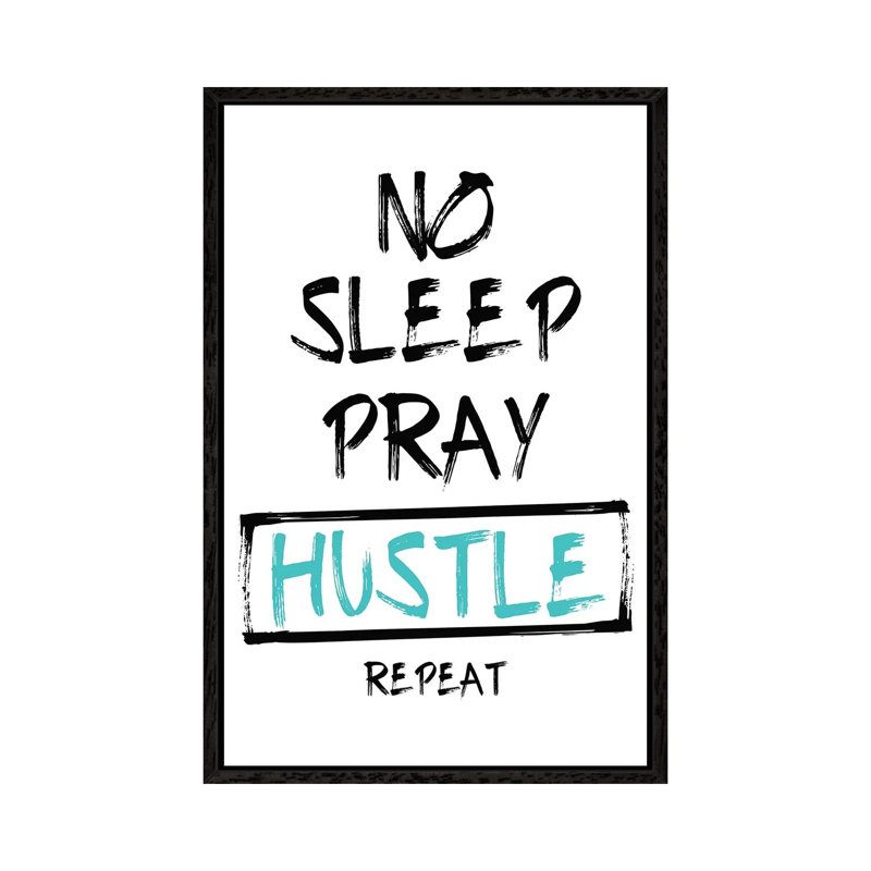 No Sleep Teal by Mlli Villa - Print on Canvas, 152.4cm H x 101.6cm W x 3.81cm D, Black Framed