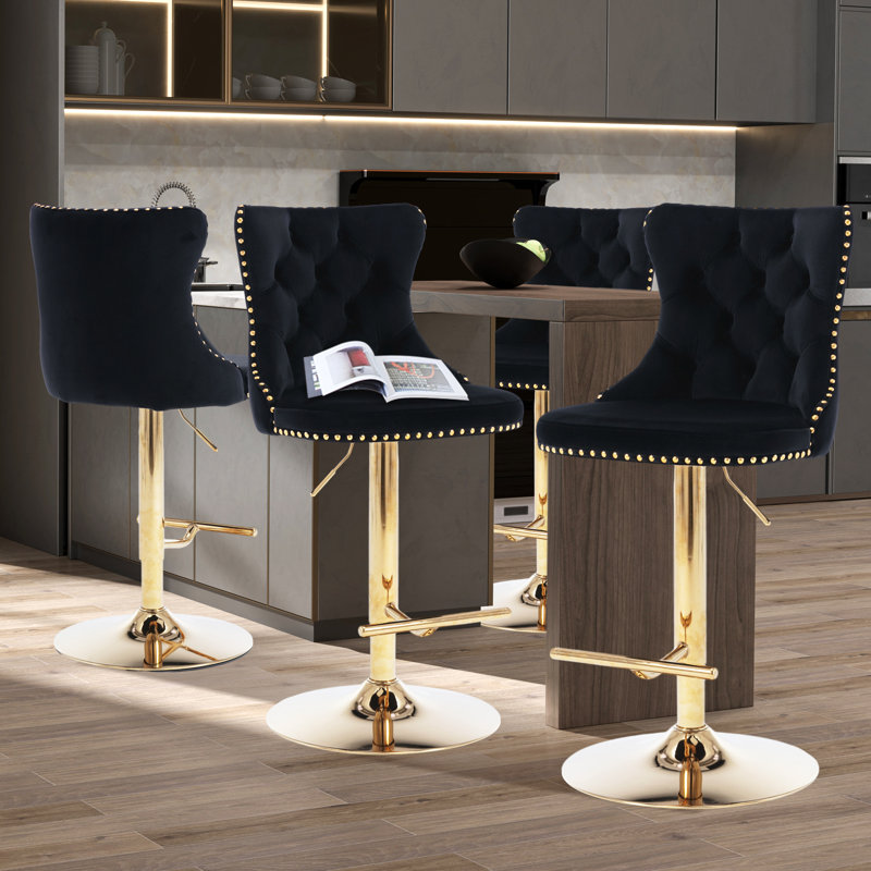 Tabourets de bar Kalinka, Or, Noir, 4