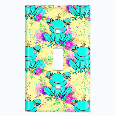 Princess Frog Green Crown Flower Yellow Animals 1 - Gang Toggle Light Switch Standard Wall Plate