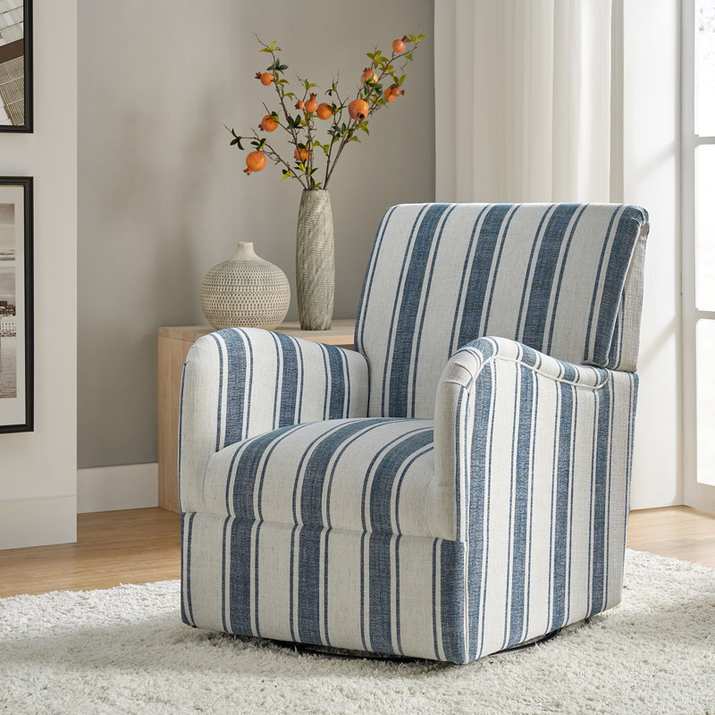 Arching 28'' Modern Farmhouse Wide Swivel Armchair, Navy