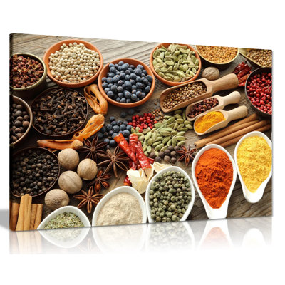 Rustic Aromatic Spices Bowls Restaurant Kitchen - Wrapped Canvas Print