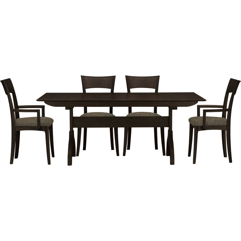 Sarah 5 - Piece Dining Set, Smoke Cherry, Hemp Fabric