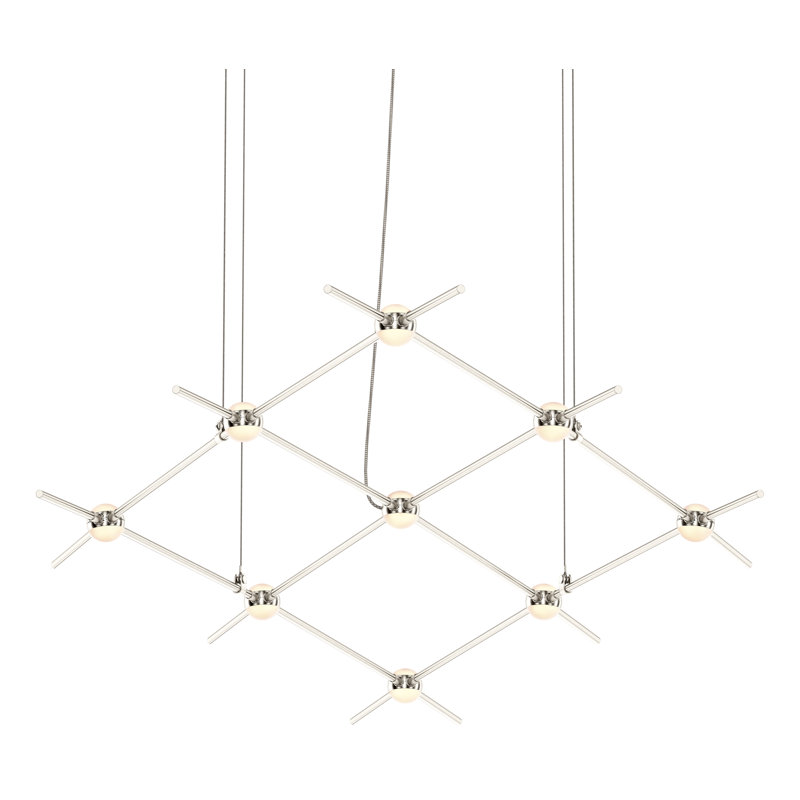 Aquarius Constellation 28'' Nickel LED Tiered Chandelier with White Optical Shade