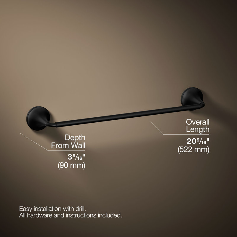 Tone Towel Bar, Matte Black, 18"W