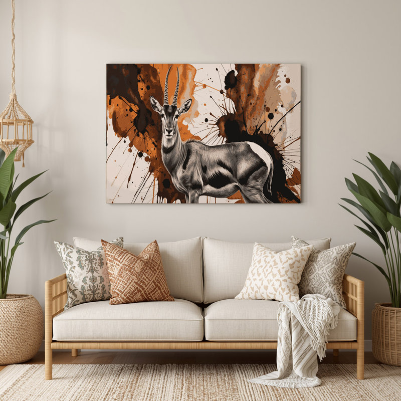 Faune, art mural noir en métal Impala, H 12 po x l 18 po