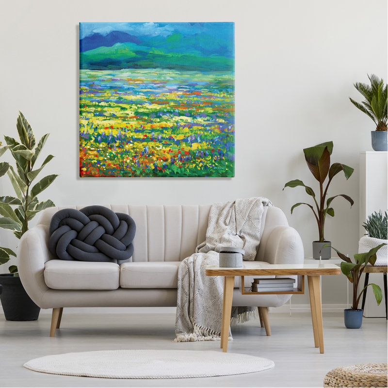 «Meadow Of Wildflowers Blue» par Leon Devenice, H 36 po x l 36 po x P 1,5 po