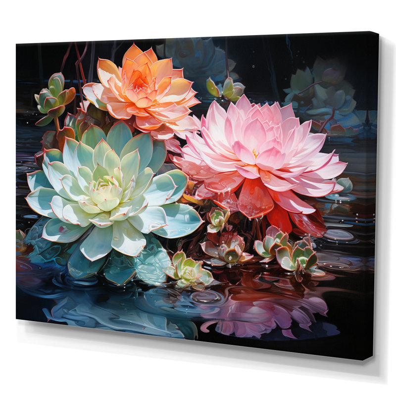 Succulents Succulent Reflections - Floral Wall Decor, Toile tendue, H 24 po x l 32 po x P 1 po