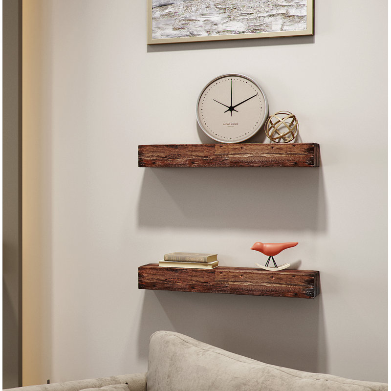 Ausia 2 Piece Acacia Solid Wood Floating Shelf, 3.2" H x 24" W x 5.8" D