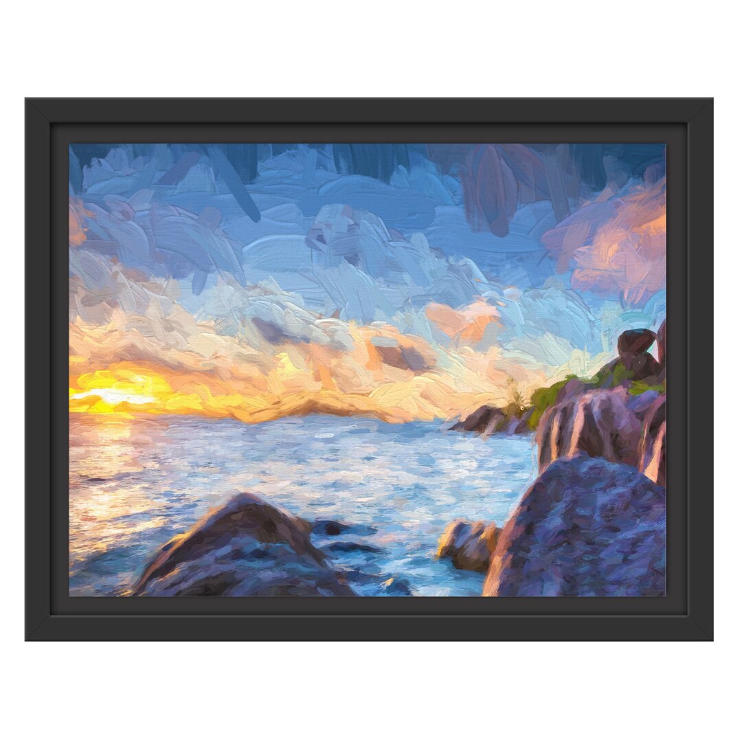 Gerahmtes Wandbild Sonnenuntergang Seychellen Kunst