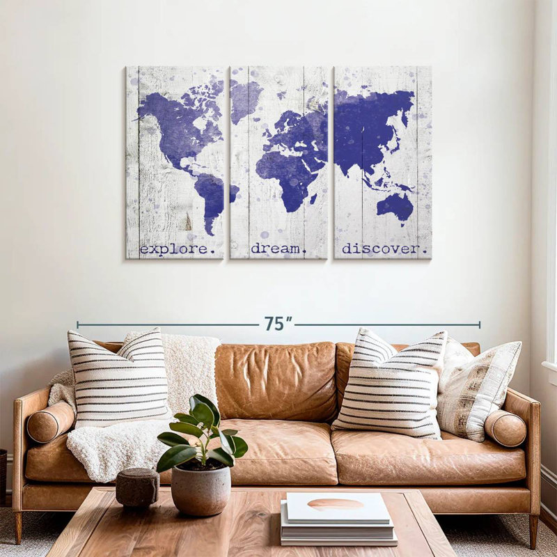 Senne Explore Dream Discover World Map, 36" H x 57" W