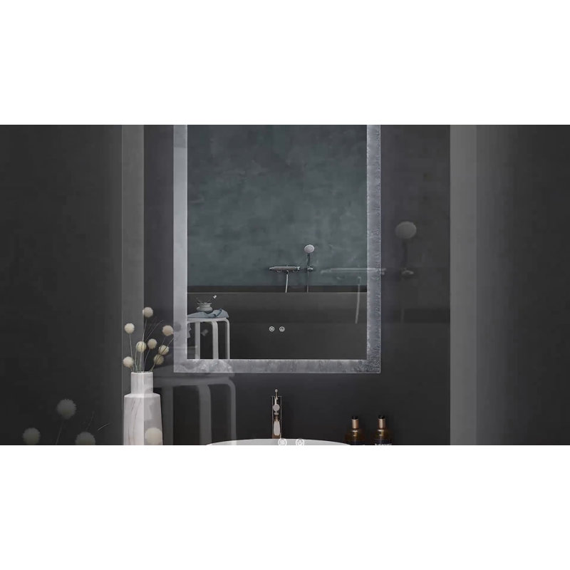 30-Inch Round Black Aluminum Bathroom Vanity Mirror with LED Light