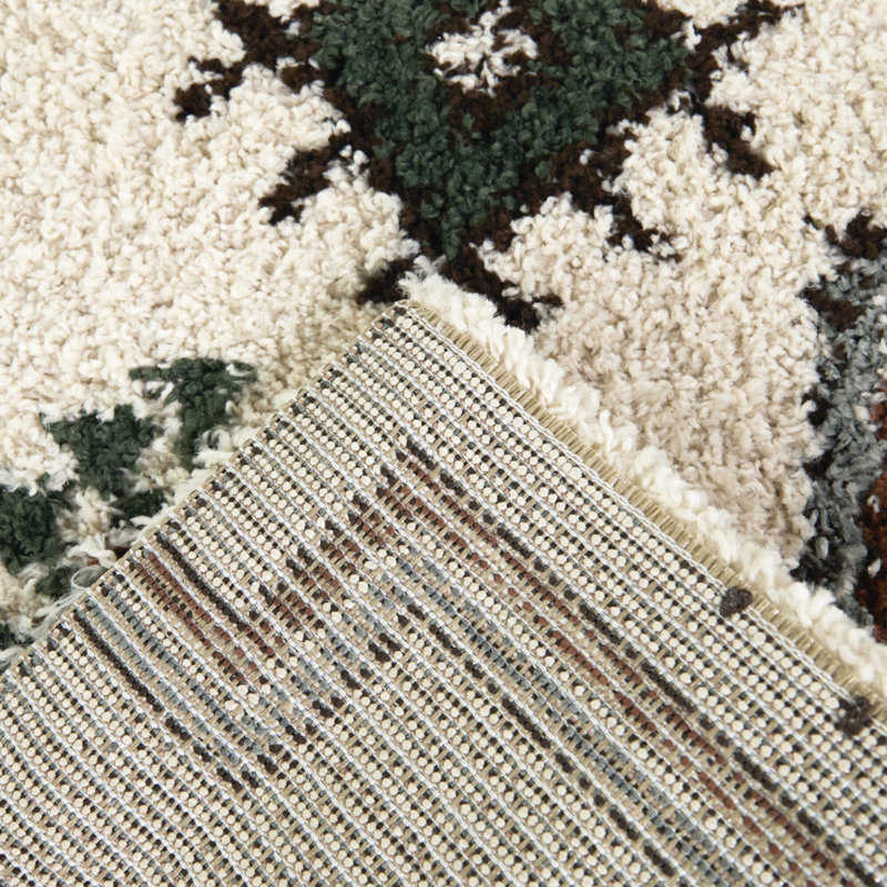 Felipe Green Southwestern Shag Area Rug, Rectangle 5'3" x 7'
