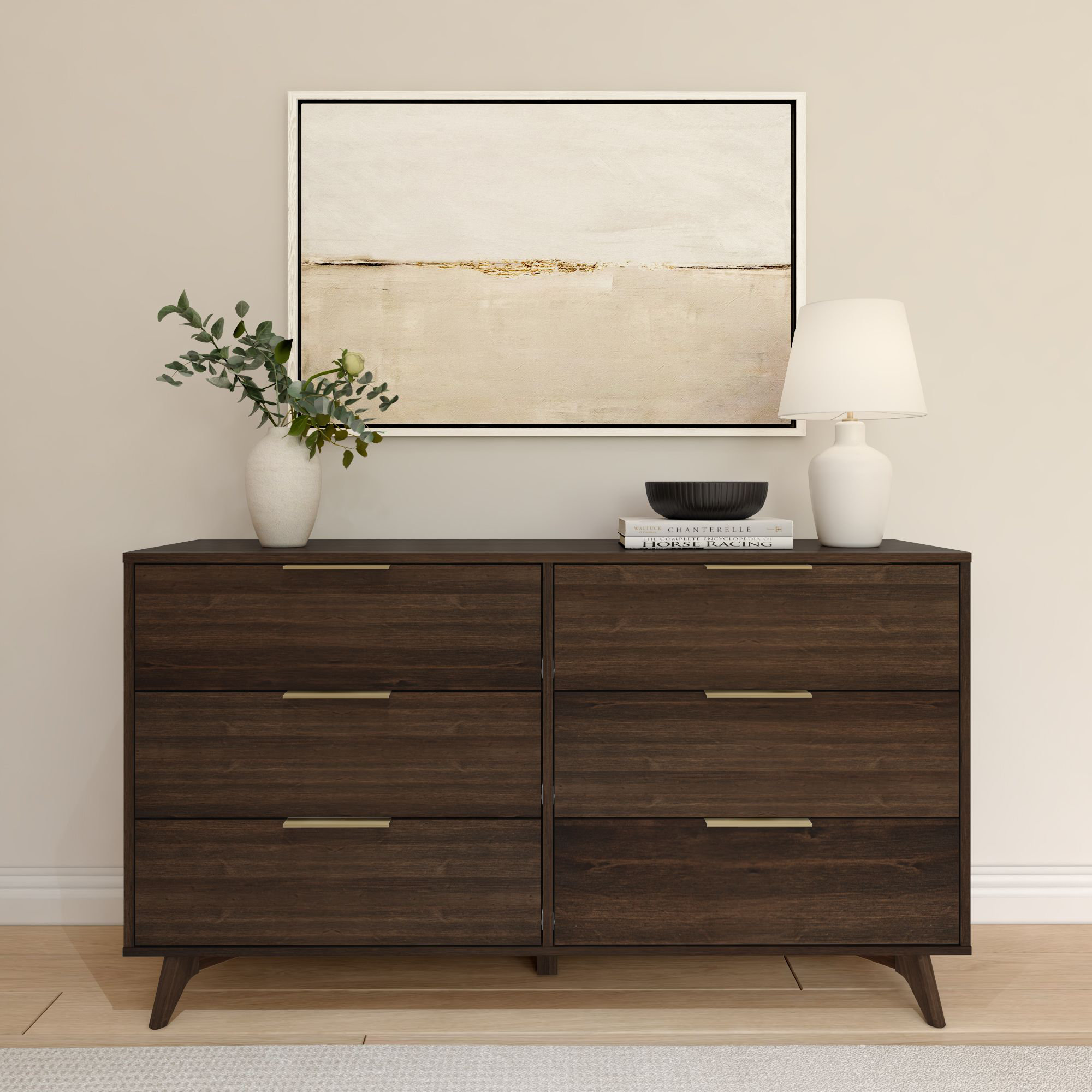 Plank Beam 6 Drawer 59.5" Solid Wood Dresser