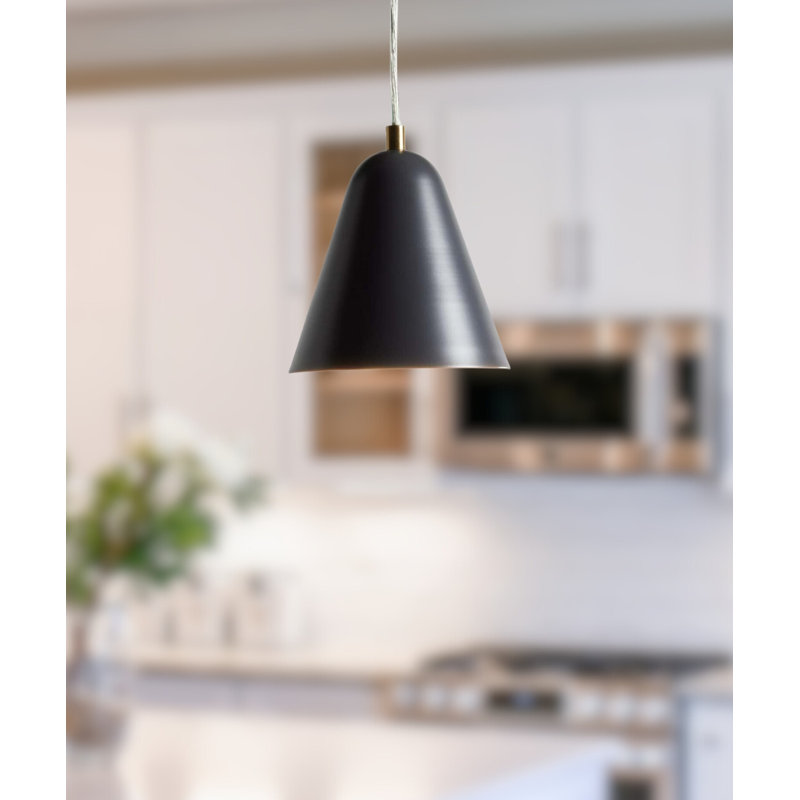 Luminaire suspendu conique à 1 lumière Ervard, Noir