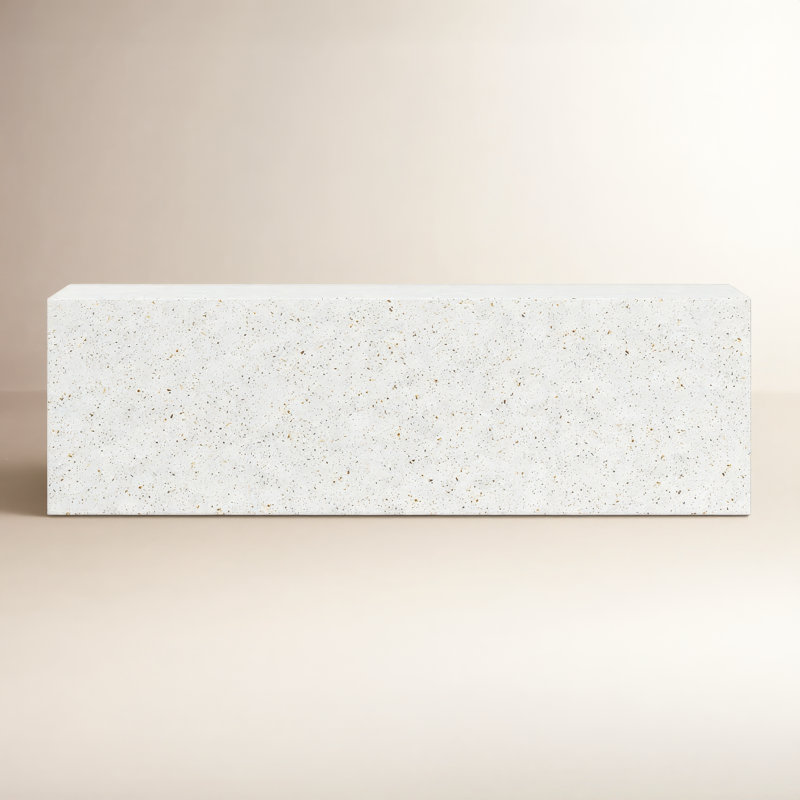 Kareen Concrete Bench, Ivory Terrazo, 18"H x 60" W x 14" D
